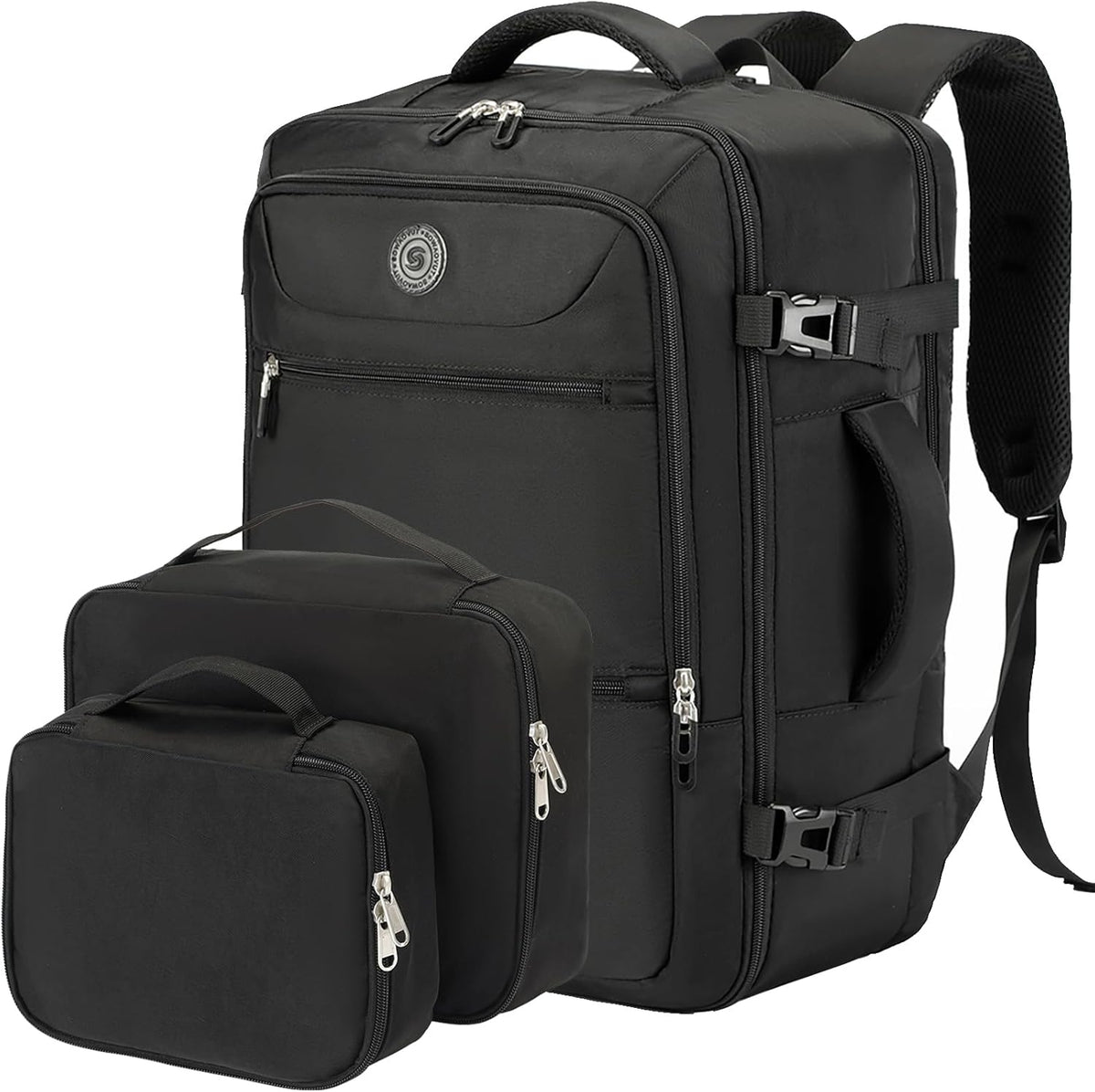 Travel Backpack for Women & Men,Airline Approved Carry On Luggage,TSA Overnight Bags,40L Personal Item Travel Bag fits 17" Laptop,Carry on Bag with Storage Bag Cosmetic Bag Set 3pcs (Black)