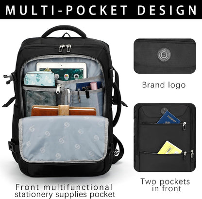 Travel Backpack for Women & Men,Airline Approved Carry On Luggage,TSA Overnight Bags,40L Personal Item Travel Bag fits 17" Laptop,Carry on Bag with Storage Bag Cosmetic Bag Set 3pcs (Black)
