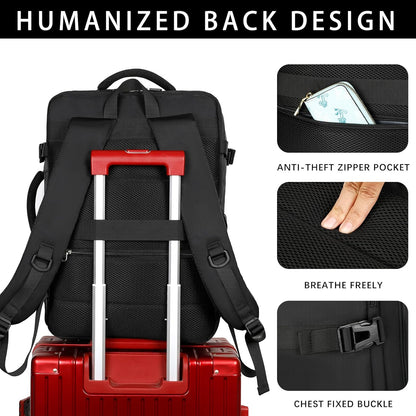 Travel Backpack for Women & Men,Airline Approved Carry On Luggage,TSA Overnight Bags,40L Personal Item Travel Bag fits 17" Laptop,Carry on Bag with Storage Bag Cosmetic Bag Set 3pcs (Black)