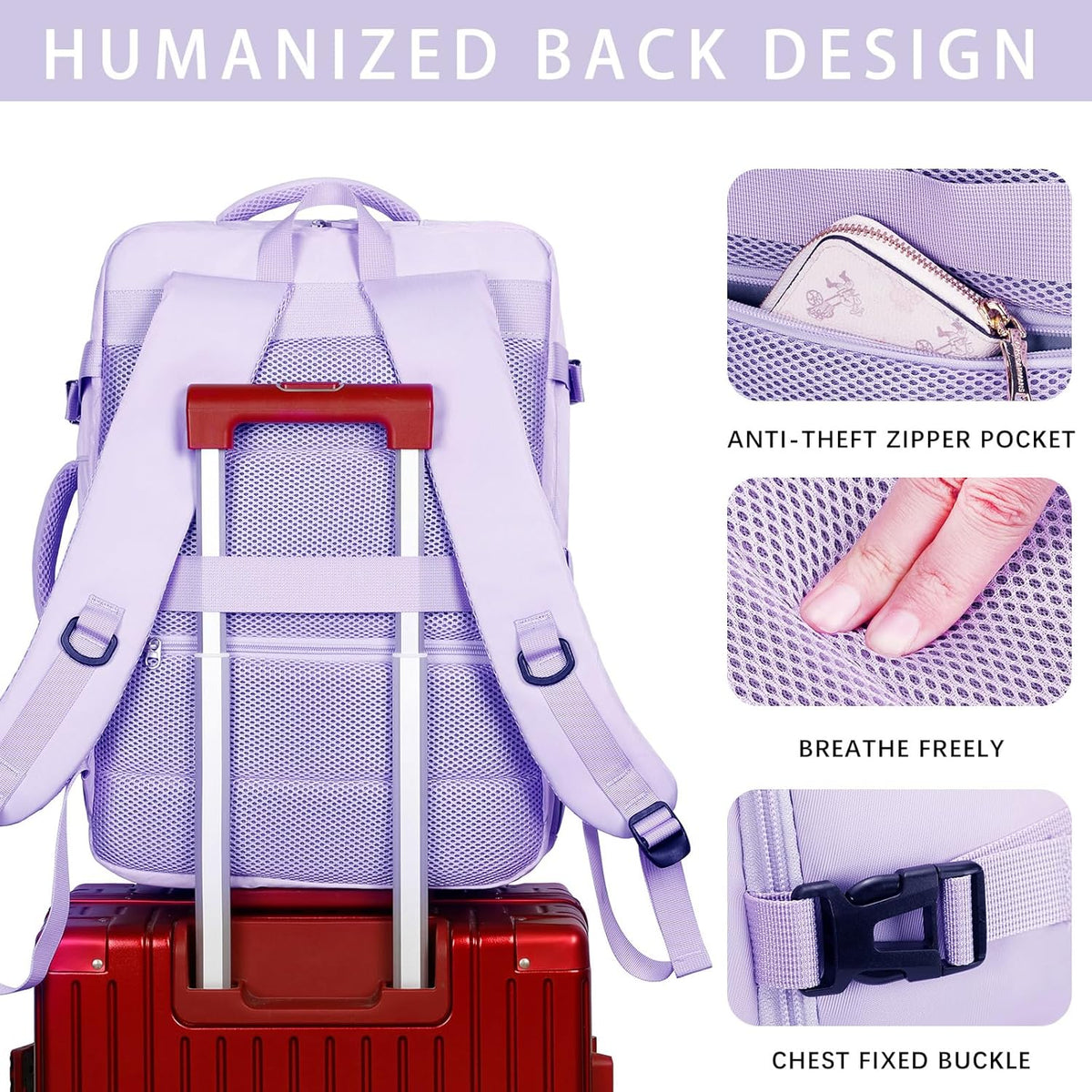 Travel Backpack for Women & Men,Airline Approved Carry On Luggage,TSA Overnight Bags,40L Personal Item Travel Bag fits 17" Laptop,Carry on Bag with Storage Bag Cosmetic Bag Set 3pcs (Black)