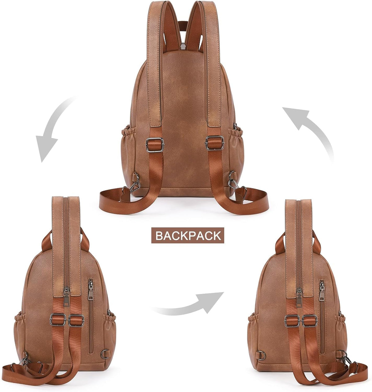 Sling Bag for Women Leather Women's Backpack Small Convertible Backpack Purse Crossbody Bag for Travel