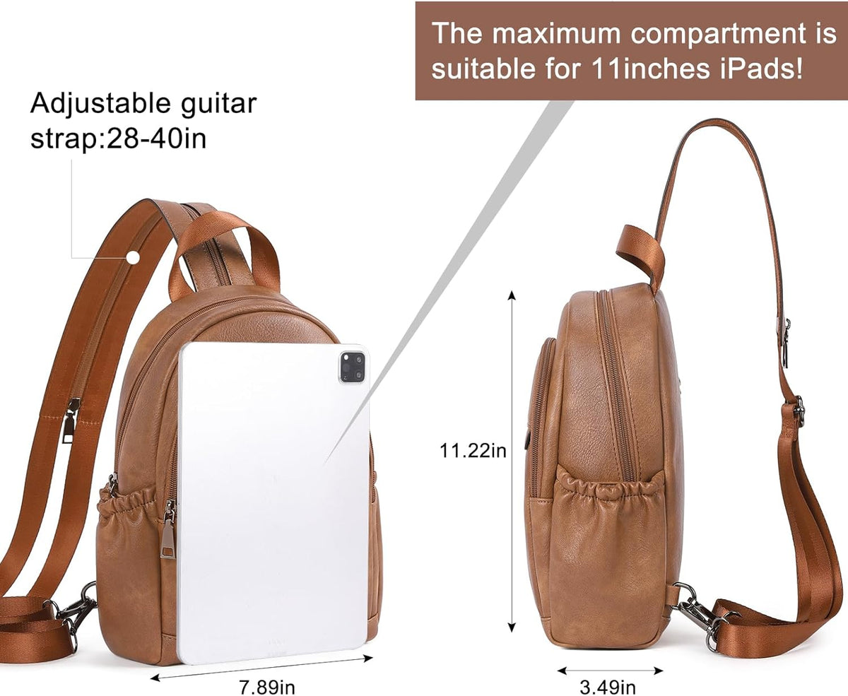 Sling Bag for Women Leather Women's Backpack Small Convertible Backpack Purse Crossbody Bag for Travel