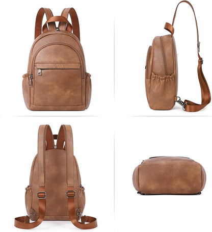 Sling Bag for Women Leather Women's Backpack Small Convertible Backpack Purse Crossbody Bag for Travel