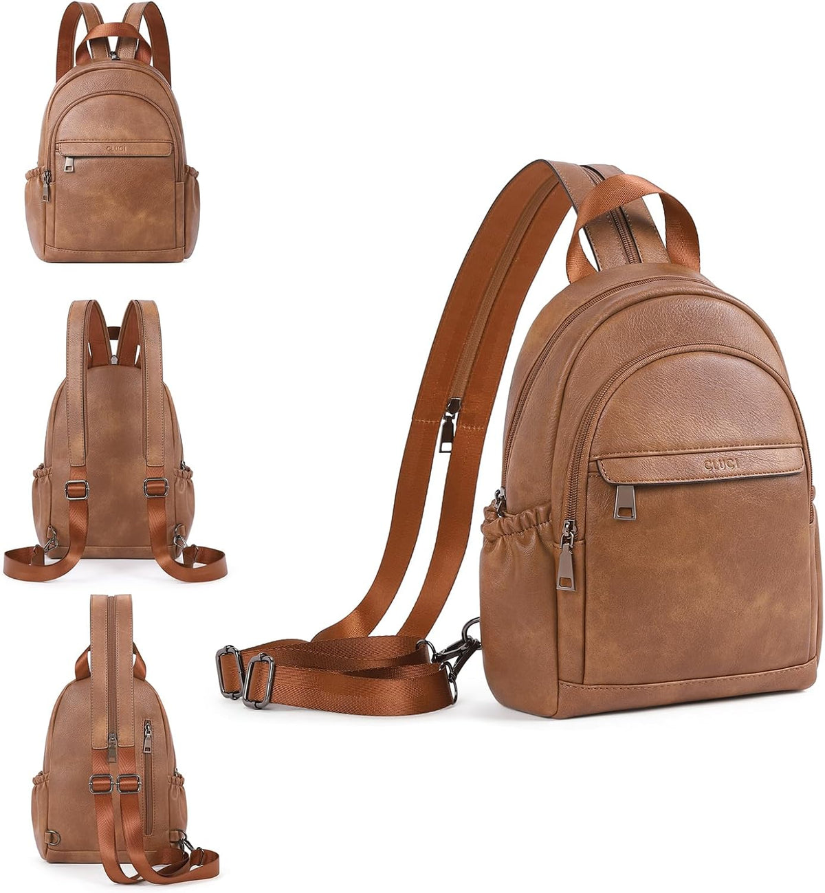 Sling Bag for Women Leather Women's Backpack Small Convertible Backpack Purse Crossbody Bag for Travel