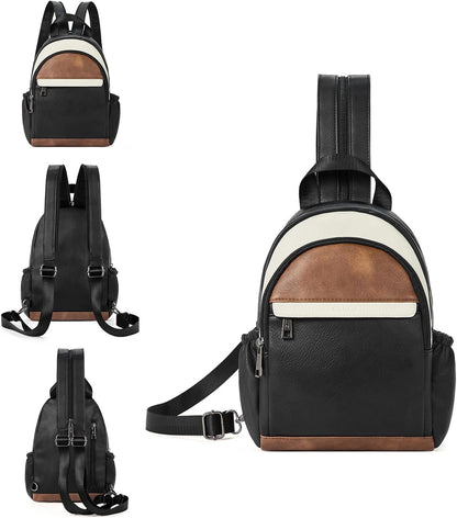 Sling Bag for Women Leather Women's Backpack Small Convertible Backpack Purse Crossbody Bag for Travel