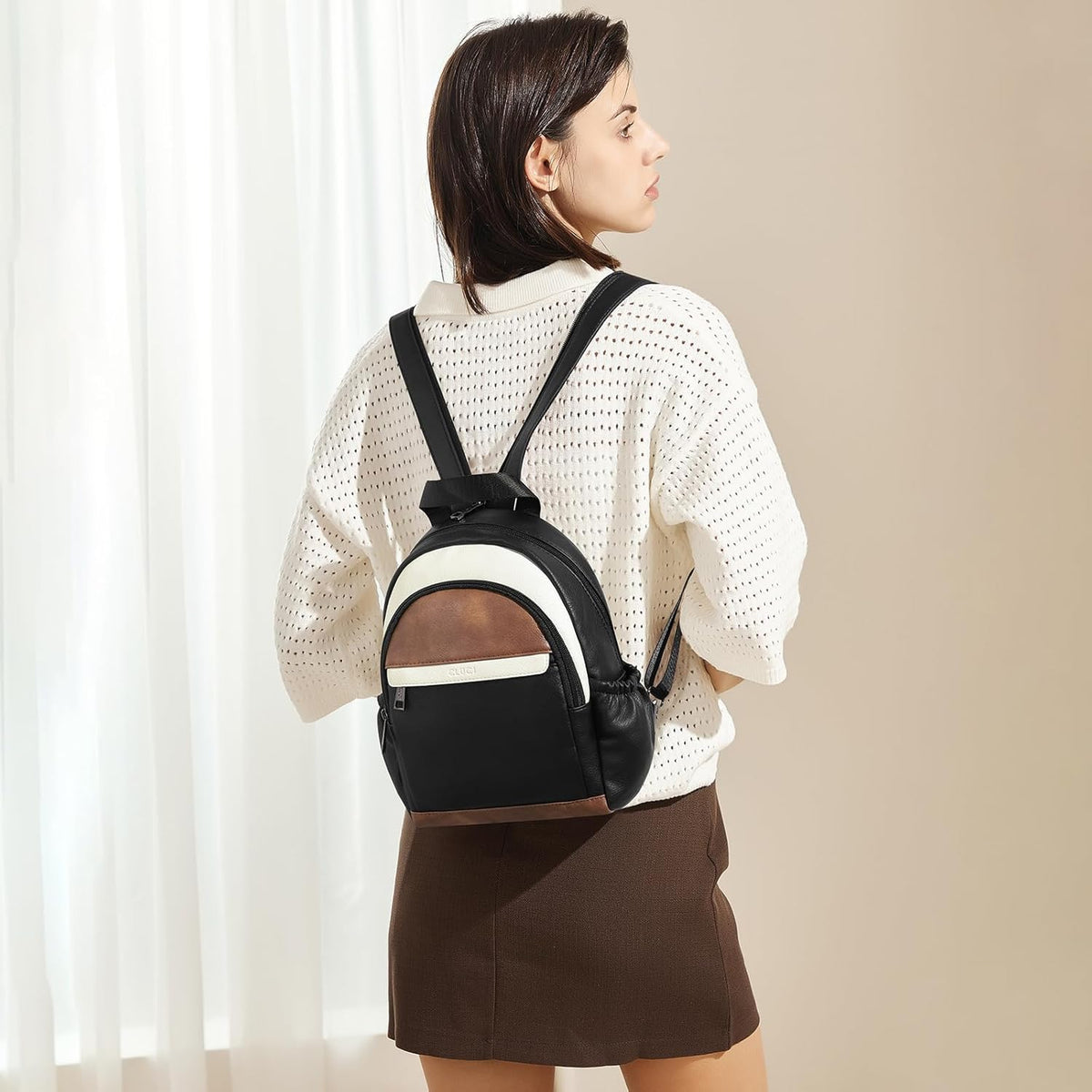 Sling Bag for Women Leather Women's Backpack Small Convertible Backpack Purse Crossbody Bag for Travel