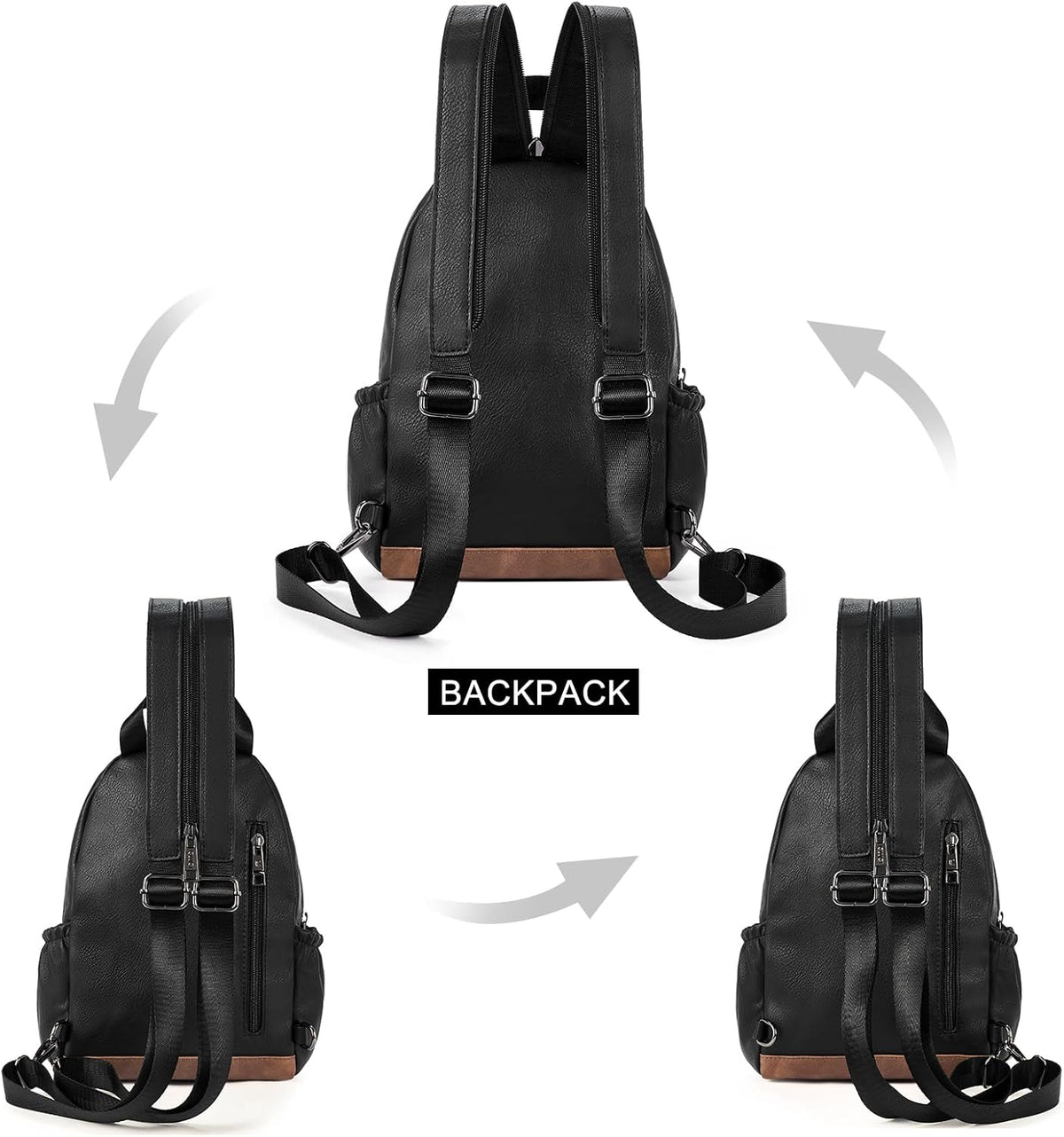 Sling Bag for Women Leather Women's Backpack Small Convertible Backpack Purse Crossbody Bag for Travel