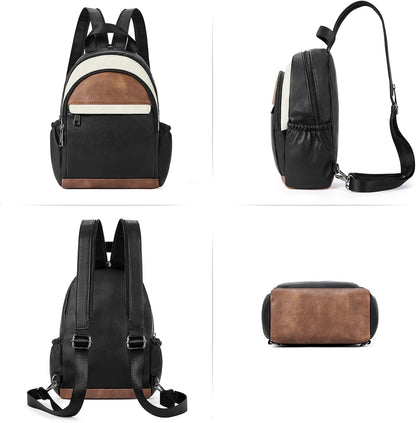 Sling Bag for Women Leather Women's Backpack Small Convertible Backpack Purse Crossbody Bag for Travel