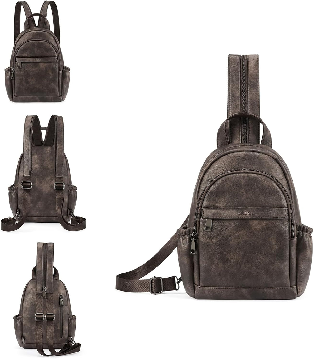 Sling Bag for Women Leather Women's Backpack Small Convertible Backpack Purse Crossbody Bag for Travel