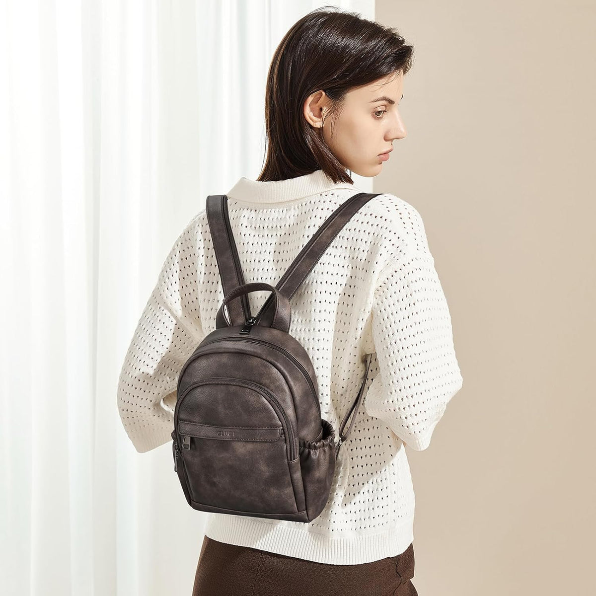 Sling Bag for Women Leather Women's Backpack Small Convertible Backpack Purse Crossbody Bag for Travel