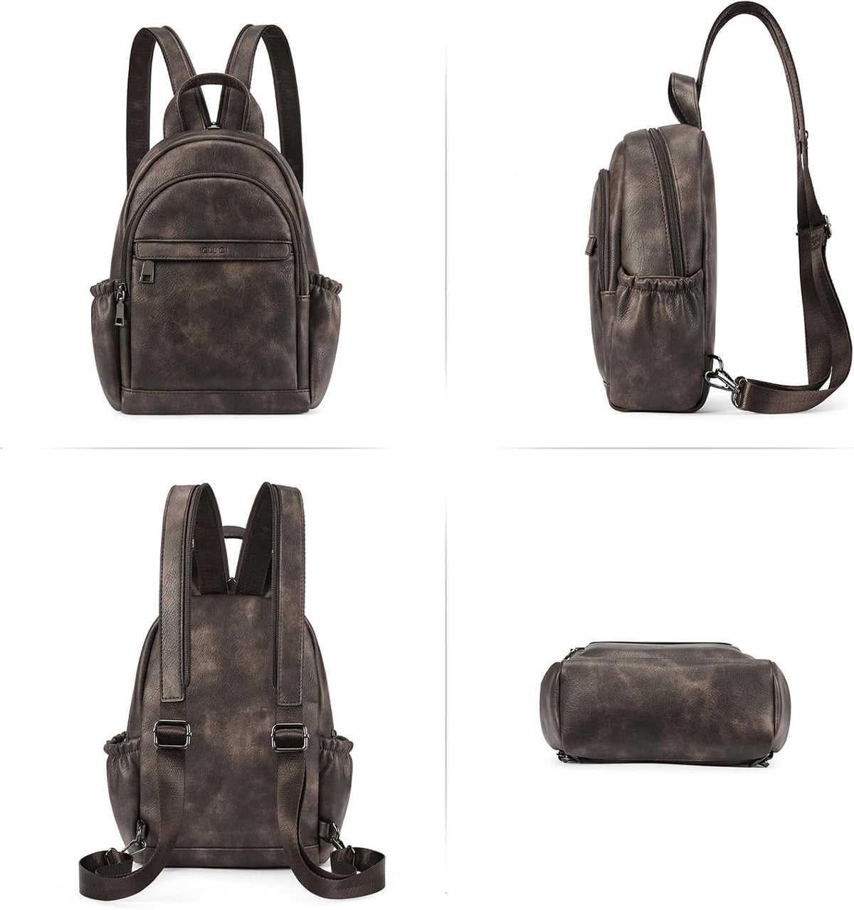 Sling Bag for Women Leather Women's Backpack Small Convertible Backpack Purse Crossbody Bag for Travel