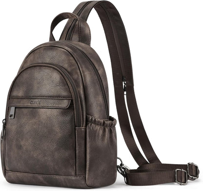Sling Bag for Women Leather Women's Backpack Small Convertible Backpack Purse Crossbody Bag for Travel