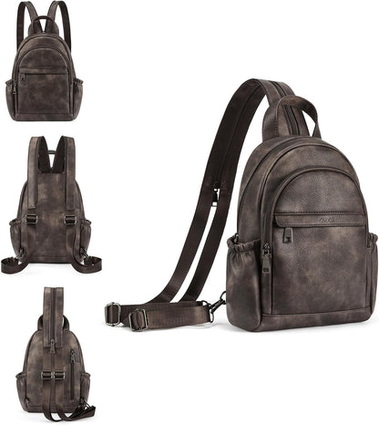 Sling Bag for Women Leather Women's Backpack Small Convertible Backpack Purse Crossbody Bag for Travel