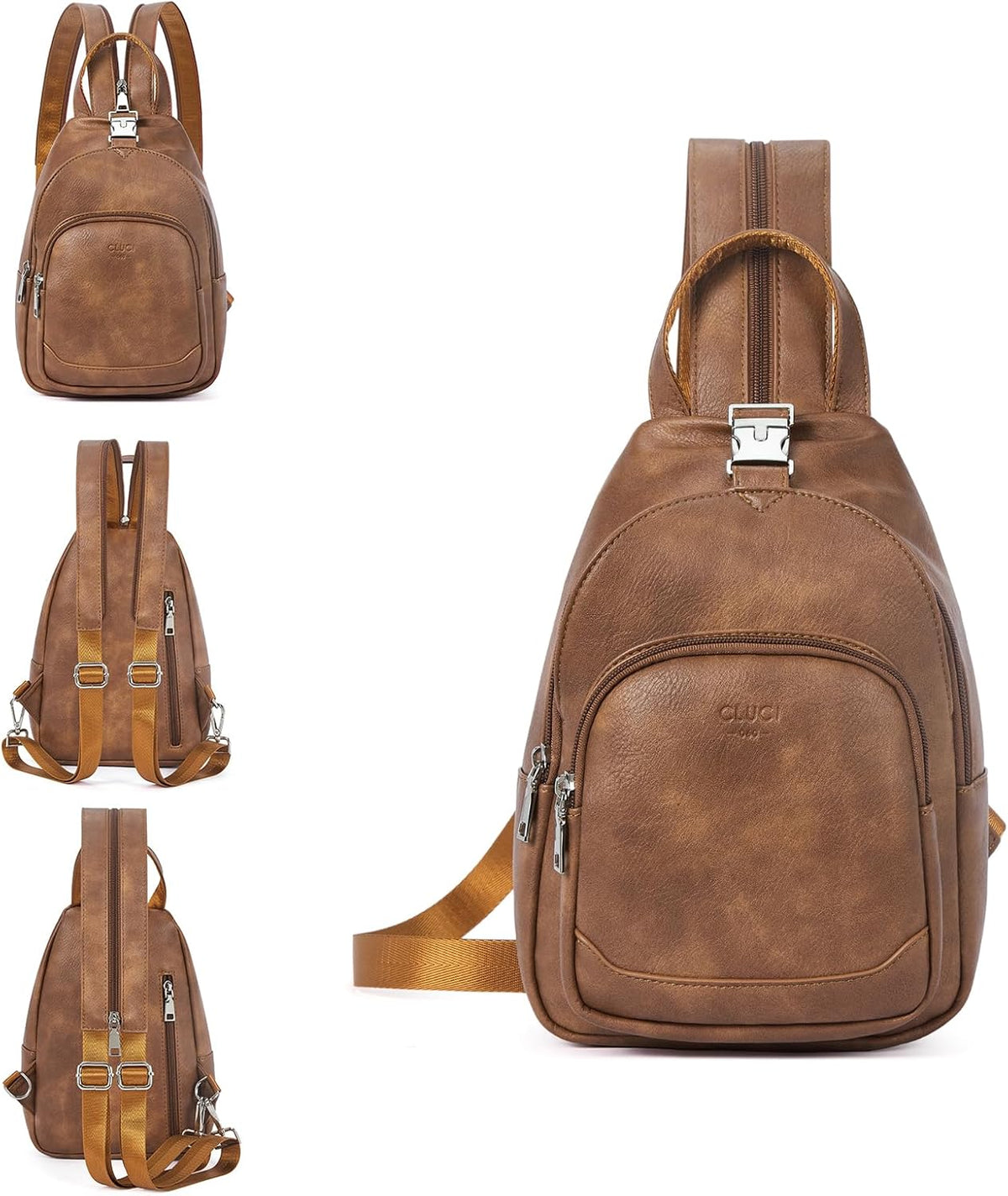 Sling Bag for Women Leather Women's Backpack Small Convertible Backpack Purse Crossbody Bag for Travel