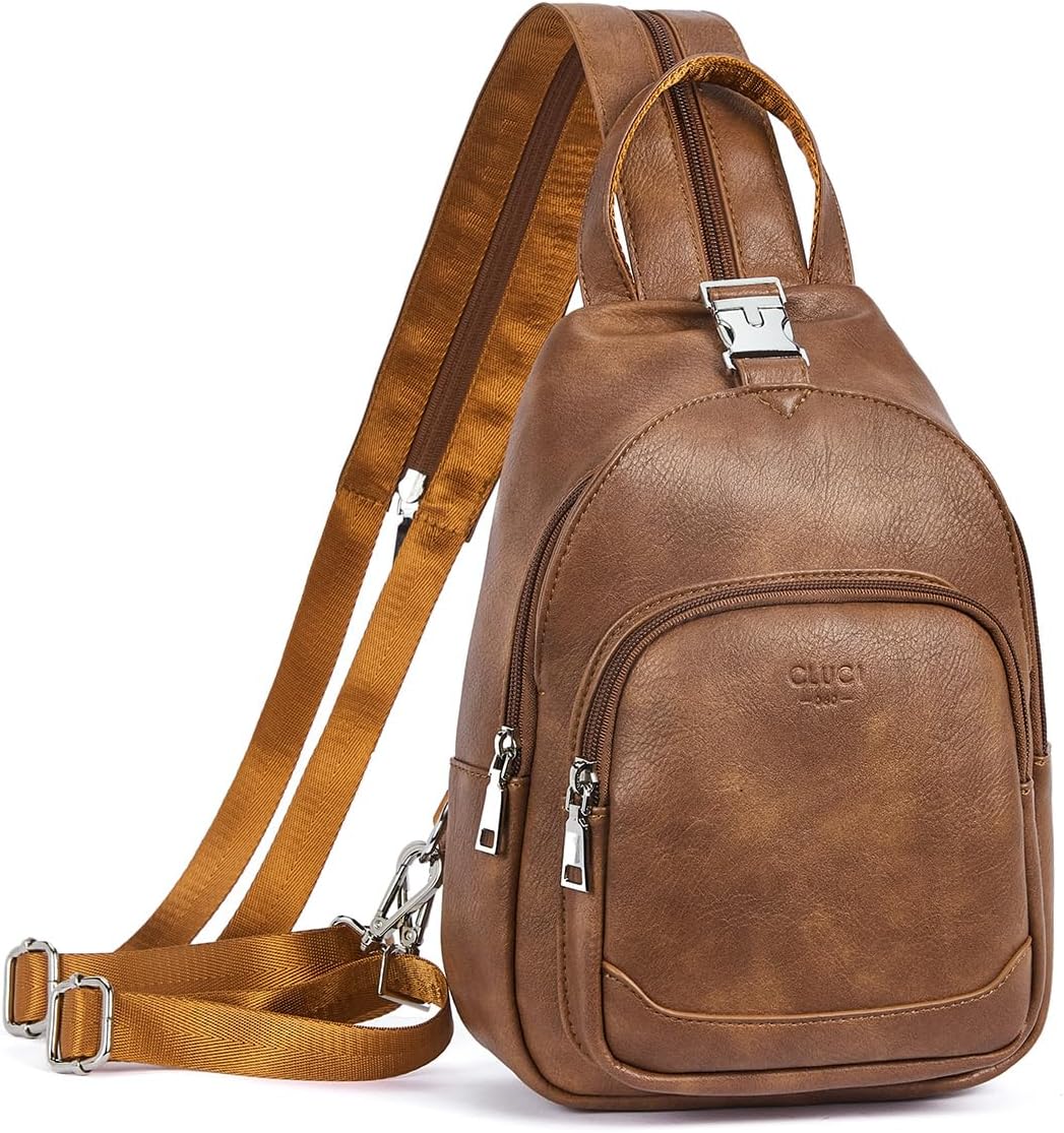Sling Bag for Women Leather Women's Backpack Small Convertible Backpack Purse Crossbody Bag for Travel