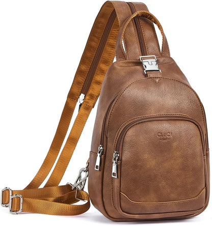 Sling Bag for Women Leather Women's Backpack Small Convertible Backpack Purse Crossbody Bag for Travel