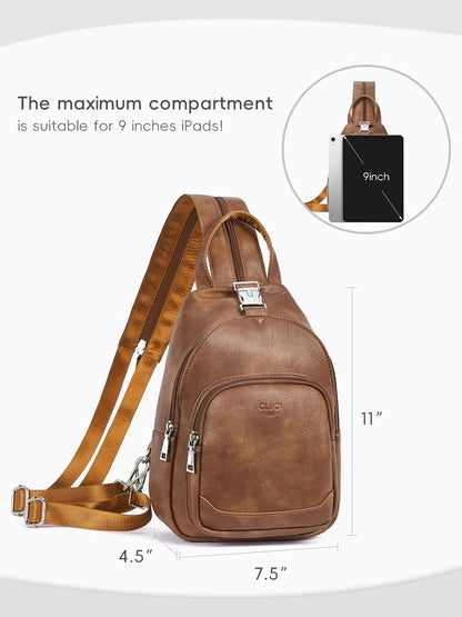 Sling Bag for Women Leather Women's Backpack Small Convertible Backpack Purse Crossbody Bag for Travel