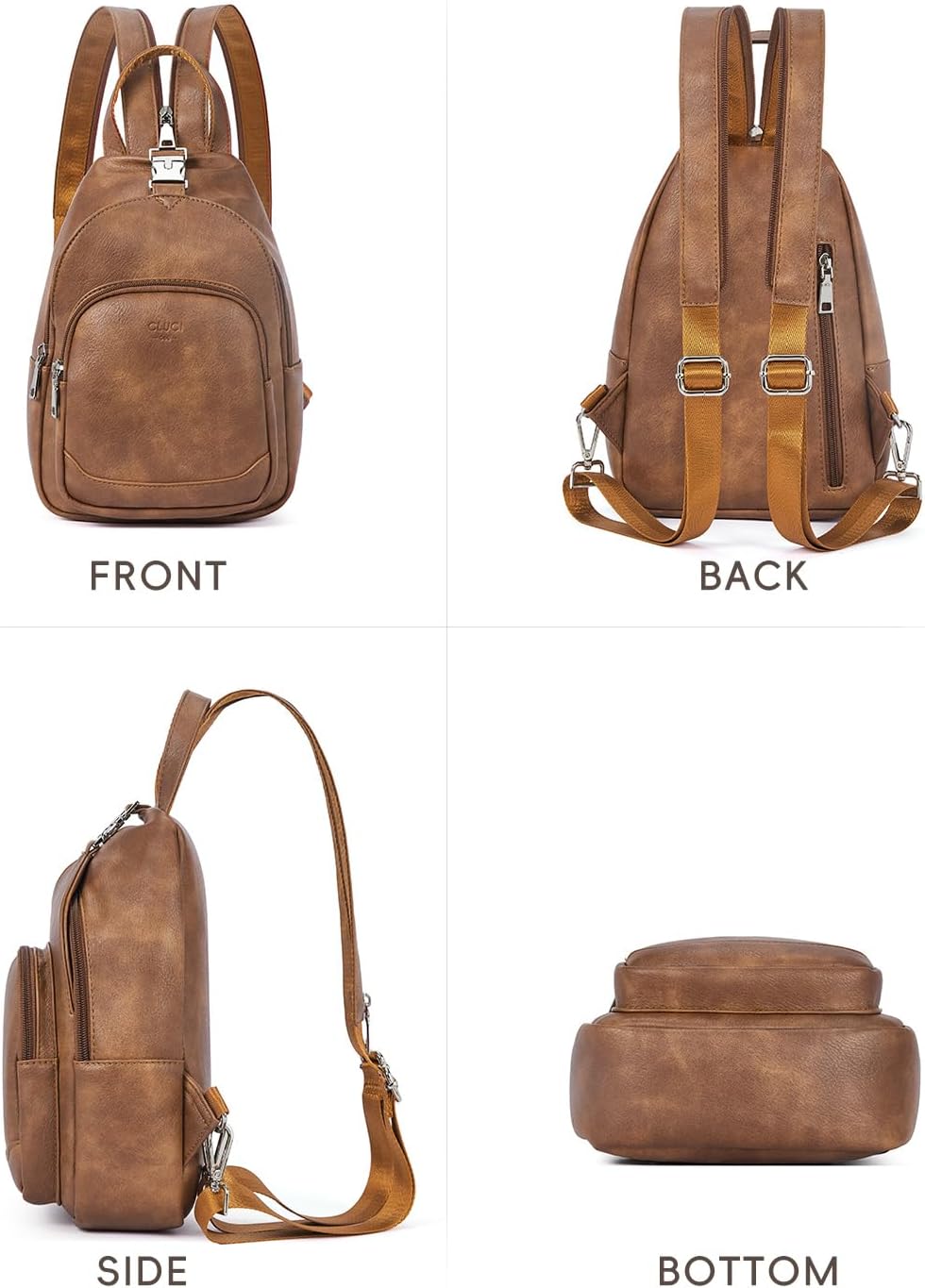 Sling Bag for Women Leather Women's Backpack Small Convertible Backpack Purse Crossbody Bag for Travel