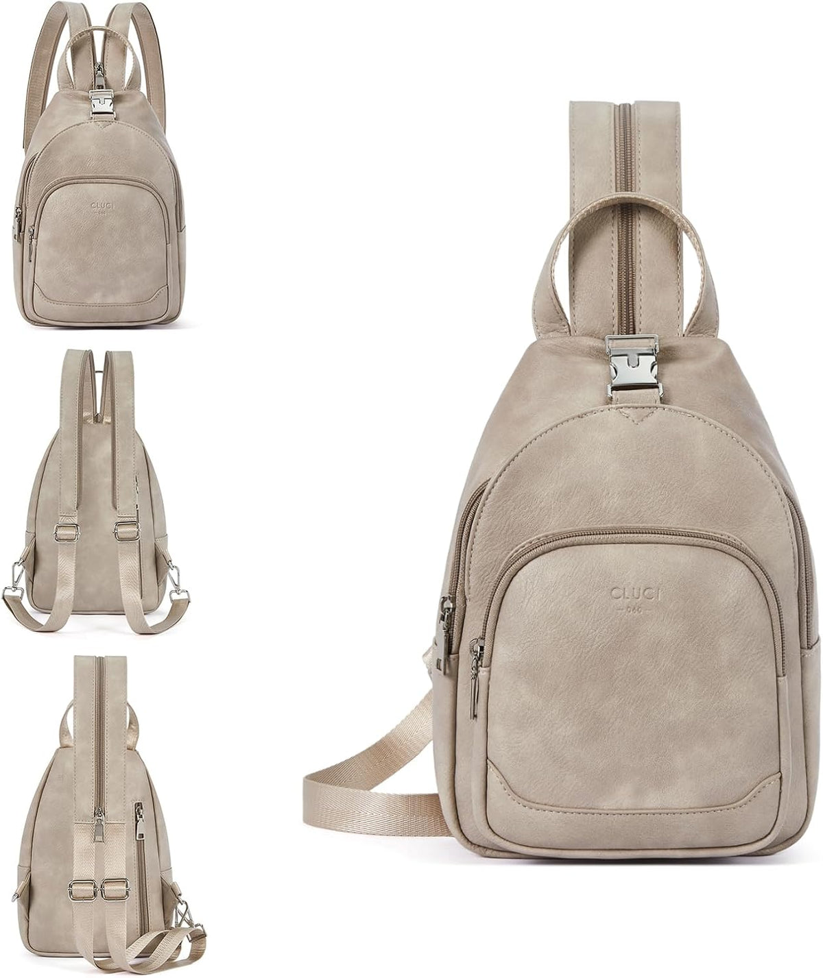 Sling Bag for Women Leather Women's Backpack Small Convertible Backpack Purse Crossbody Bag for Travel