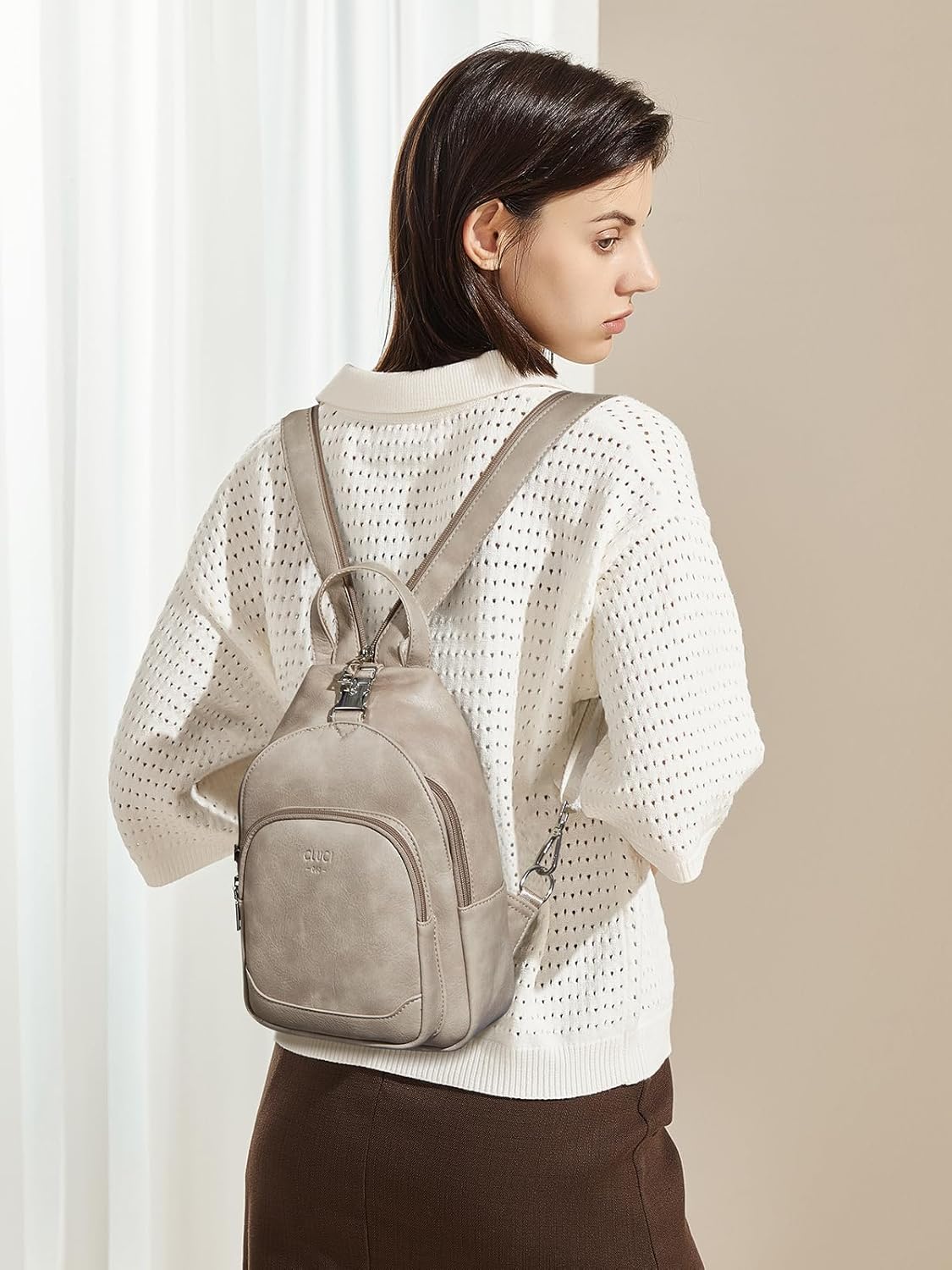 Sling Bag for Women Leather Women's Backpack Small Convertible Backpack Purse Crossbody Bag for Travel