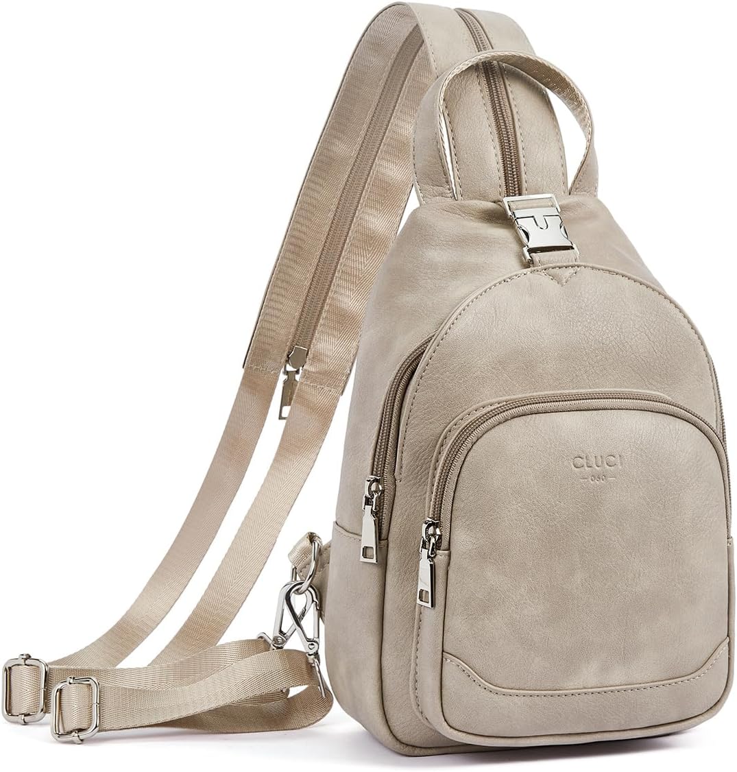 Sling Bag for Women Leather Women's Backpack Small Convertible Backpack Purse Crossbody Bag for Travel