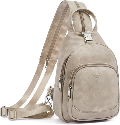 Sling Bag for Women Leather Women's Backpack Small Convertible Backpack Purse Crossbody Bag for Travel