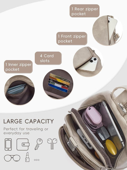 Sling Bag for Women Leather Women's Backpack Small Convertible Backpack Purse Crossbody Bag for Travel