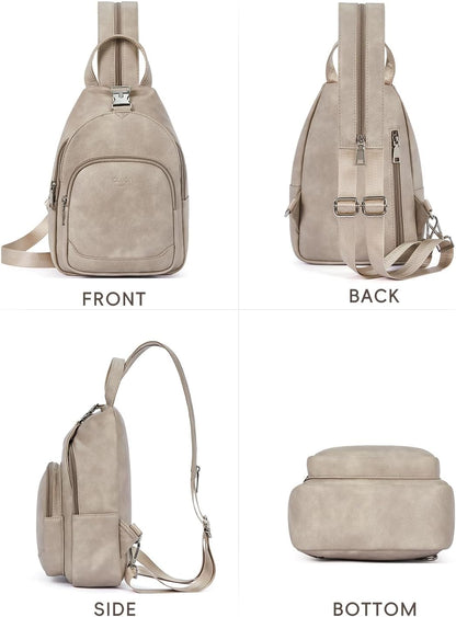 Sling Bag for Women Leather Women's Backpack Small Convertible Backpack Purse Crossbody Bag for Travel