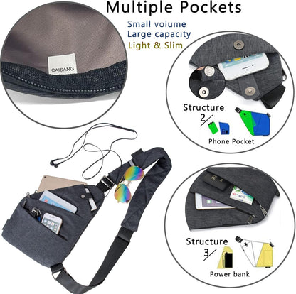 Hiking Sling Bag Anti-Thief Crossbody Personal Pocket Bag for Men Chest Bag Travel Casual Shoulder Backpack Travel
