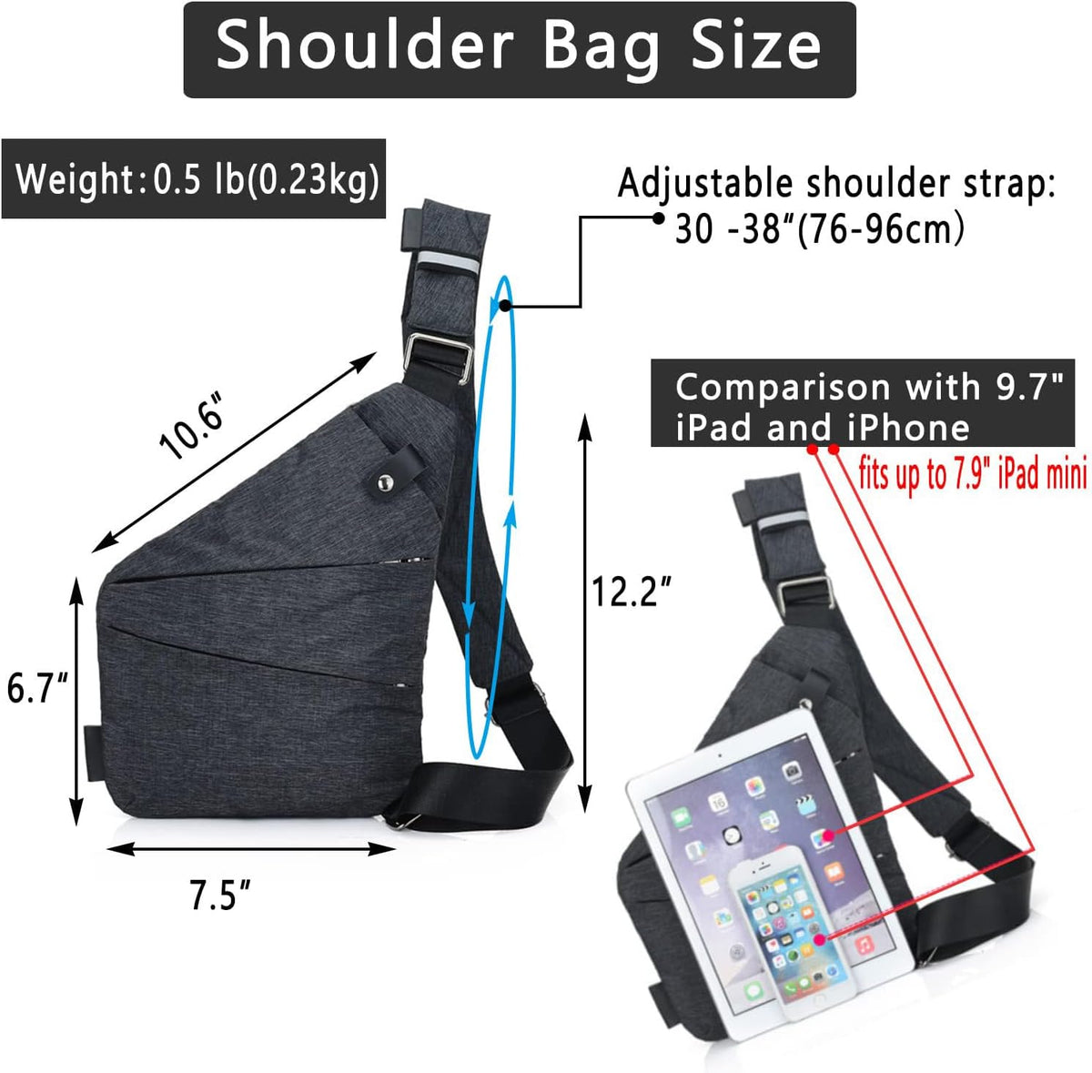 Hiking Sling Bag Anti-Thief Crossbody Personal Pocket Bag for Men Chest Bag Travel Casual Shoulder Backpack Travel