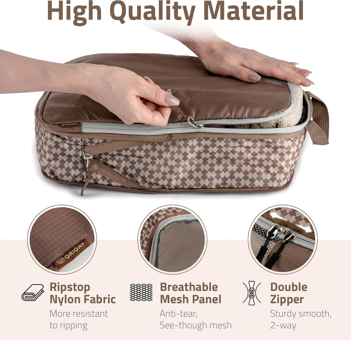Set of 8 compression packing cubes for travel accessories- Expandable bags for clothing, toiletry, backpacks, organizing essentials (Holiday)