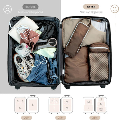 Set of 8 compression packing cubes for travel accessories- Expandable bags for clothing, toiletry, backpacks, organizing essentials (Holiday)