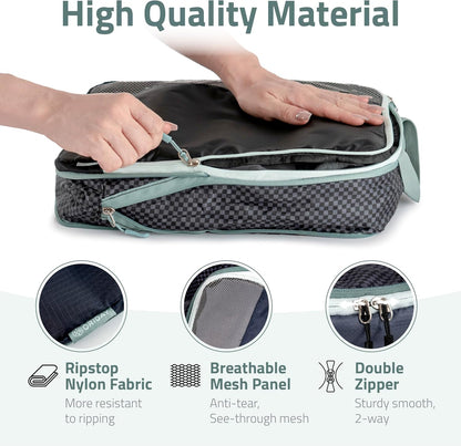 Set of 8 compression packing cubes for travel accessories- Expandable bags for clothing, toiletry, backpacks, organizing essentials (Holiday)