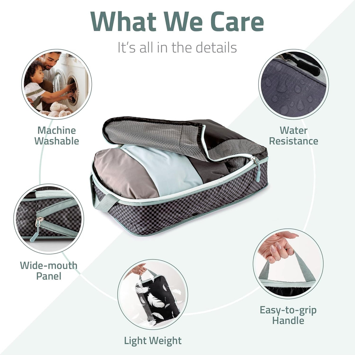 Set of 8 compression packing cubes for travel accessories- Expandable bags for clothing, toiletry, backpacks, organizing essentials (Holiday)