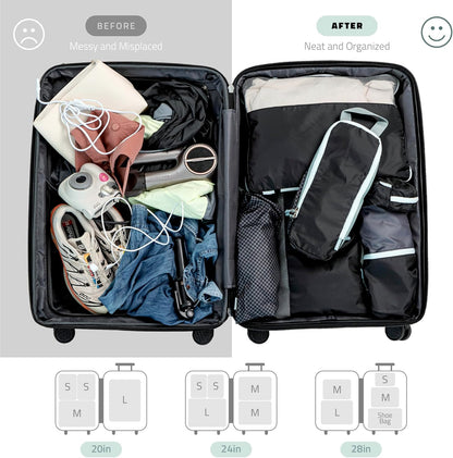 Set of 8 compression packing cubes for travel accessories- Expandable bags for clothing, toiletry, backpacks, organizing essentials (Holiday)