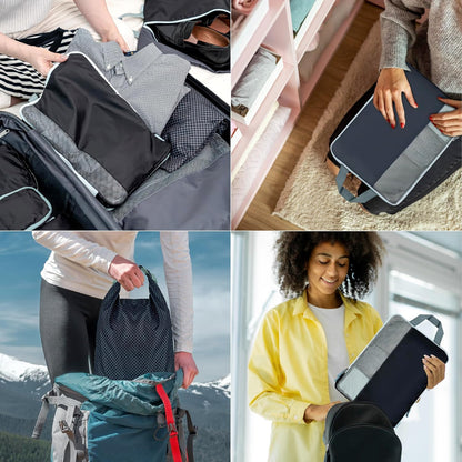 Set of 8 compression packing cubes for travel accessories- Expandable bags for clothing, toiletry, backpacks, organizing essentials (Holiday)