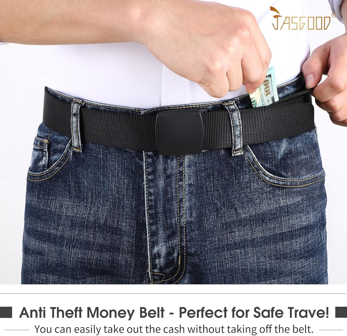 Travel Security Money Belt with Hidden Money Pocket - Cashsafe Anti-Theft Wallet Unisex Nickel free Nylon Belt