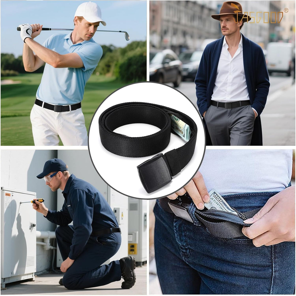Travel Security Money Belt with Hidden Money Pocket - Cashsafe Anti-Theft Wallet Unisex Nickel free Nylon Belt