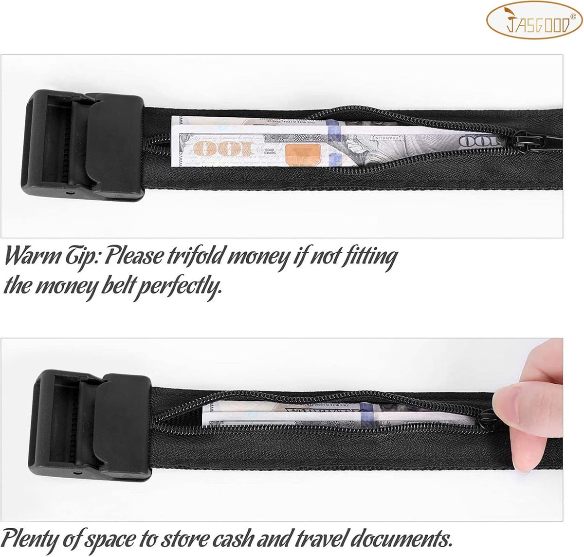 Travel Security Money Belt with Hidden Money Pocket - Cashsafe Anti-Theft Wallet Unisex Nickel free Nylon Belt