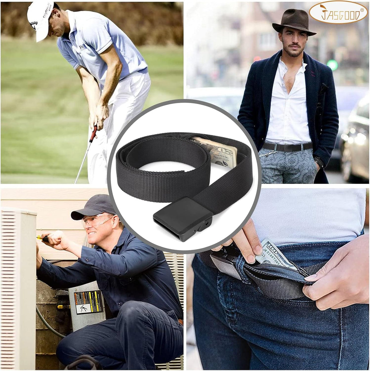 Travel Security Money Belt with Hidden Money Pocket - Cashsafe Anti-Theft Wallet Unisex Nickel free Nylon Belt