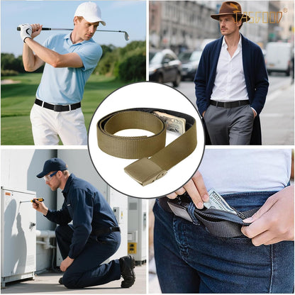 Travel Security Money Belt with Hidden Money Pocket - Cashsafe Anti-Theft Wallet Unisex Nickel free Nylon Belt