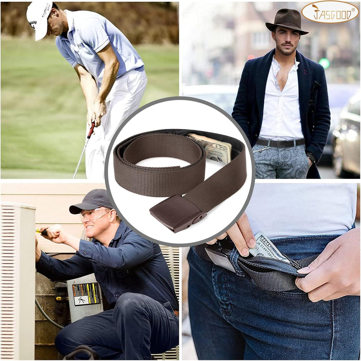 Travel Security Money Belt with Hidden Money Pocket - Cashsafe Anti-Theft Wallet Unisex Nickel free Nylon Belt