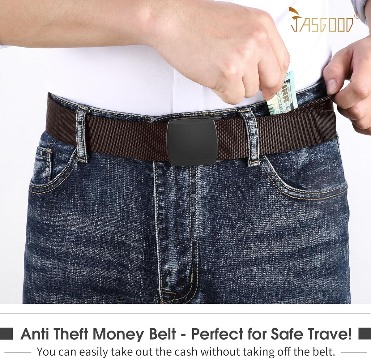 Travel Security Money Belt with Hidden Money Pocket - Cashsafe Anti-Theft Wallet Unisex Nickel free Nylon Belt