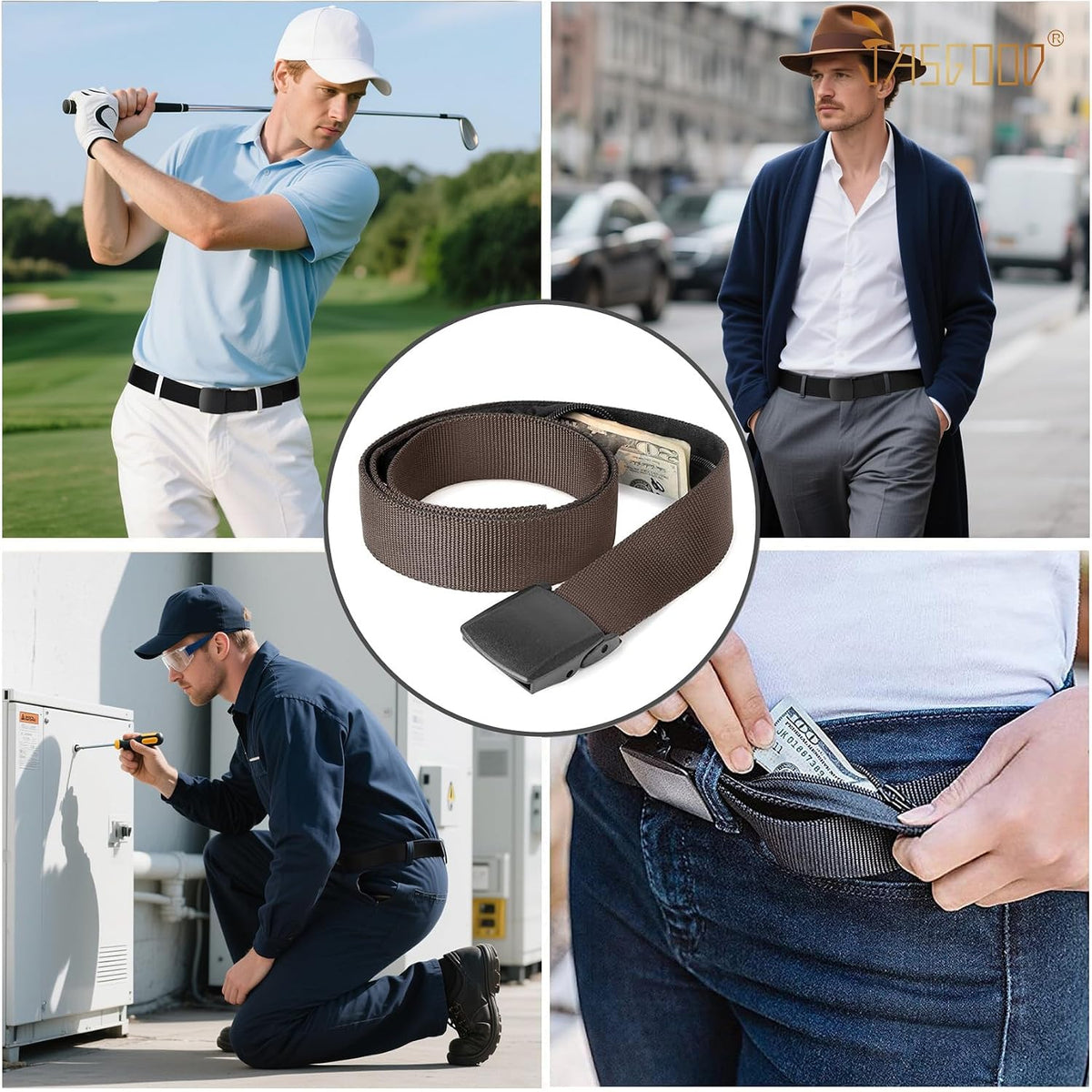 Travel Security Money Belt with Hidden Money Pocket - Cashsafe Anti-Theft Wallet Unisex Nickel free Nylon Belt