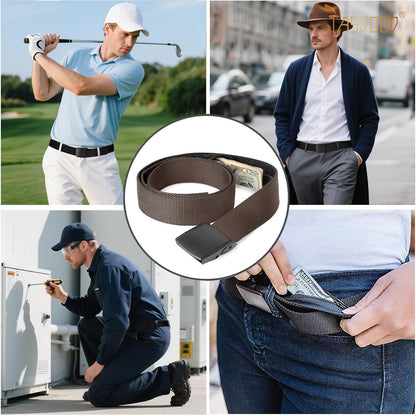 Travel Security Money Belt with Hidden Money Pocket - Cashsafe Anti-Theft Wallet Unisex Nickel free Nylon Belt