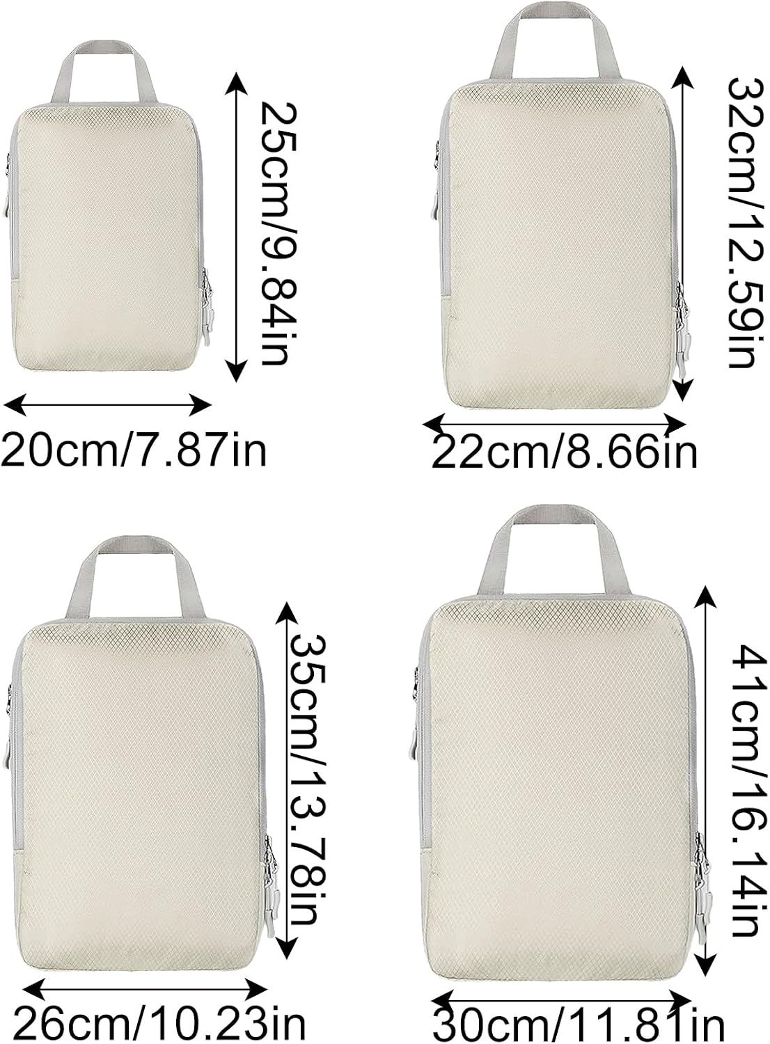 Compression Packing Cubes – Four Piece Vacuum Storage Cubes, Expandable Fabric Build, Reusable Clothes Compression Design, Efficient Space Reduction Solution | Travel Suitcase Backpack Hiking Camping