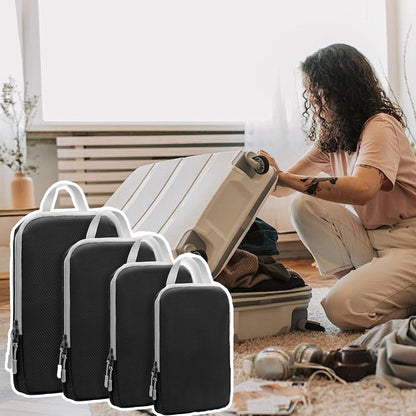 Compression Packing Cubes – Four Piece Vacuum Storage Cubes, Expandable Fabric Build, Reusable Clothes Compression Design, Efficient Space Reduction Solution | Travel Suitcase Backpack Hiking Camping