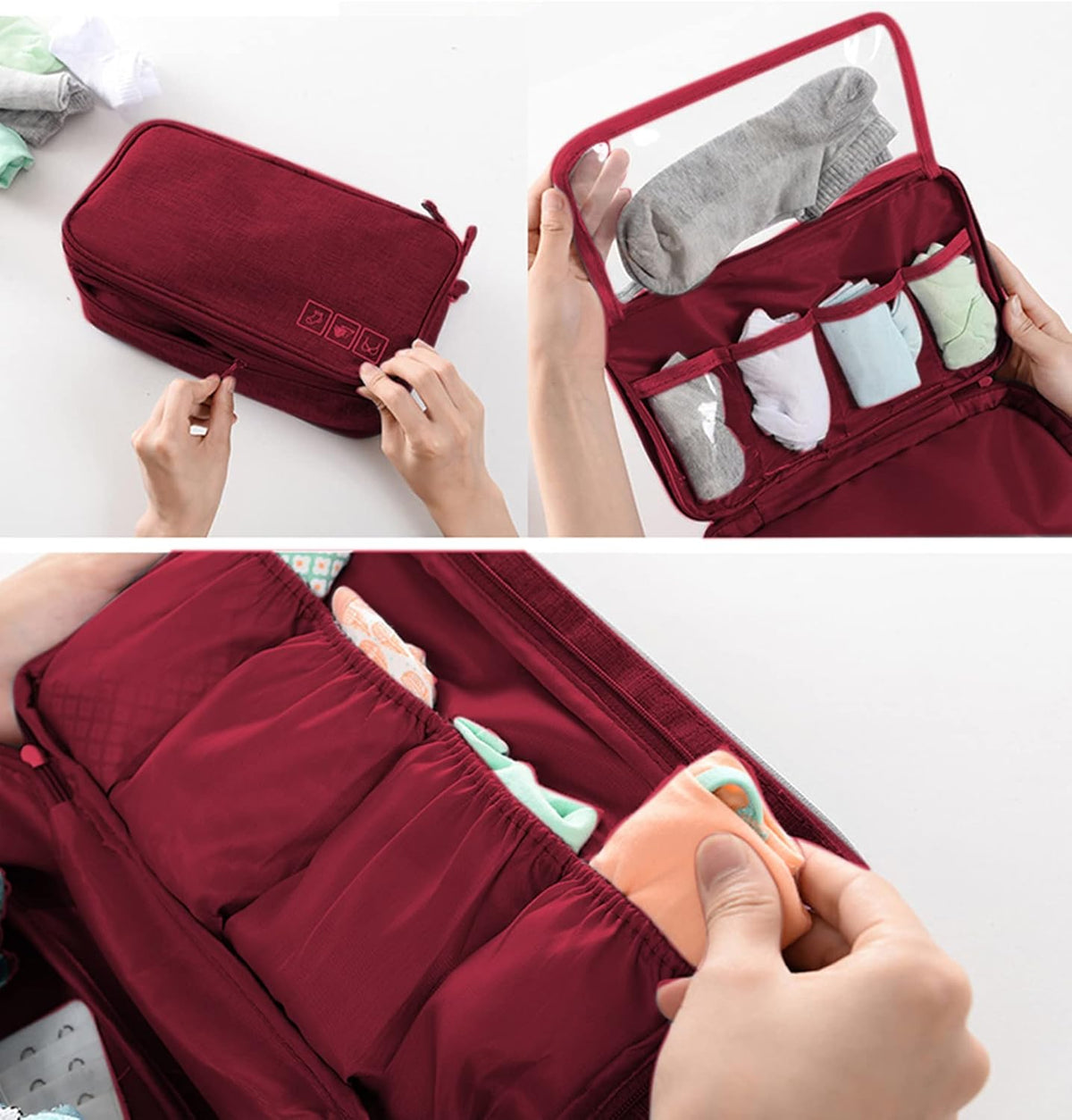 Portable Underwear Bra Storage Bag Waterproof Travel Organizers Multi-Layer Toiletry Packing Cube