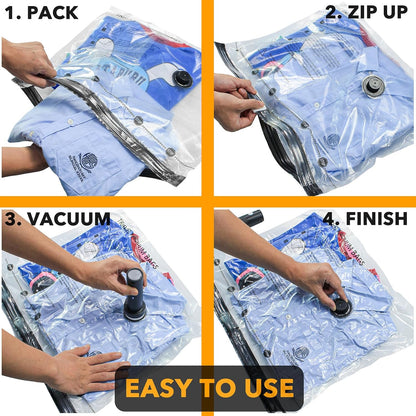 Travel Vacuum Bags for Luggage with Electric Pump, 24 Pack Vacuum Seal Bags for Clothing Travel, Space Saver Compression Bag for Backpack and Suitcase