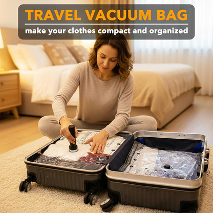 Travel Vacuum Bags for Luggage with Electric Pump, 24 Pack Vacuum Seal Bags for Clothing Travel, Space Saver Compression Bag for Backpack and Suitcase